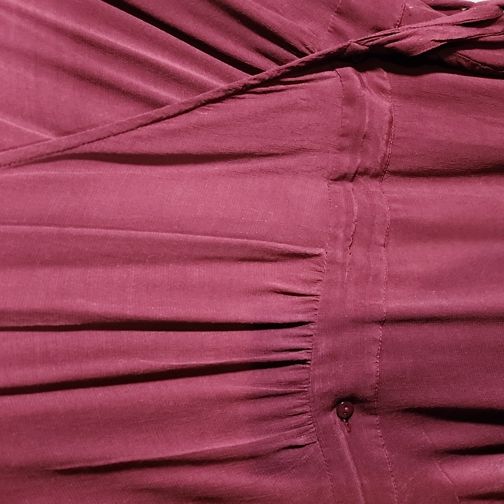 Lucky Brand Burgundy Wrap Dress Size L - Picture 3 of 5